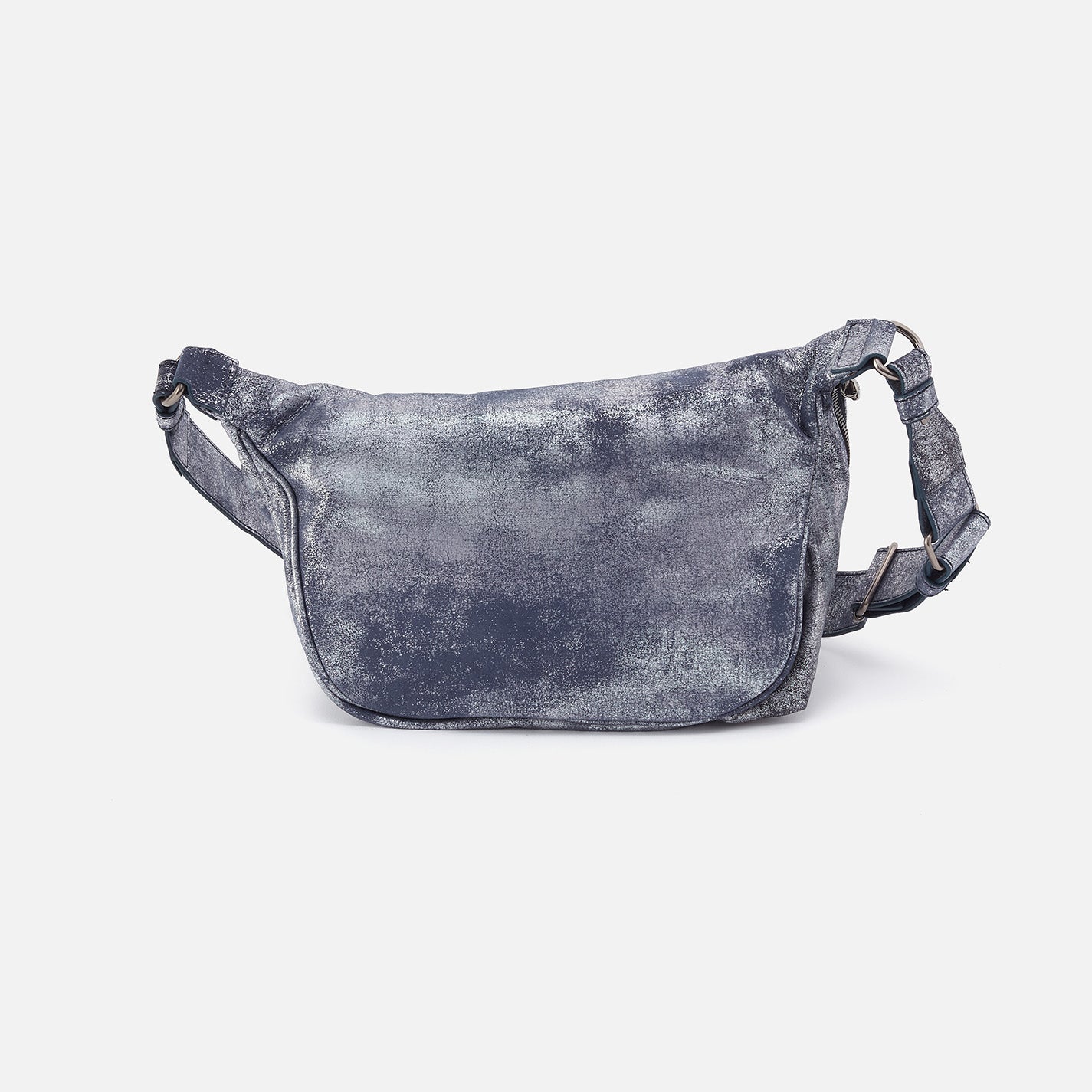Via Belt Bag Sling In Metallic Leather - Blue Pewter - Image 4