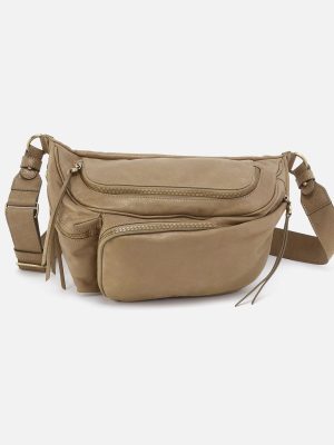 Via Belt Bag Sling In Metallic Leather - Burnished Sage