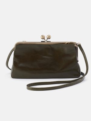 Lauren Frame Crossbody In Polished Leather - Deep Moss