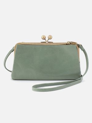 Lauren Frame Crossbody In Polished Leather - Jade