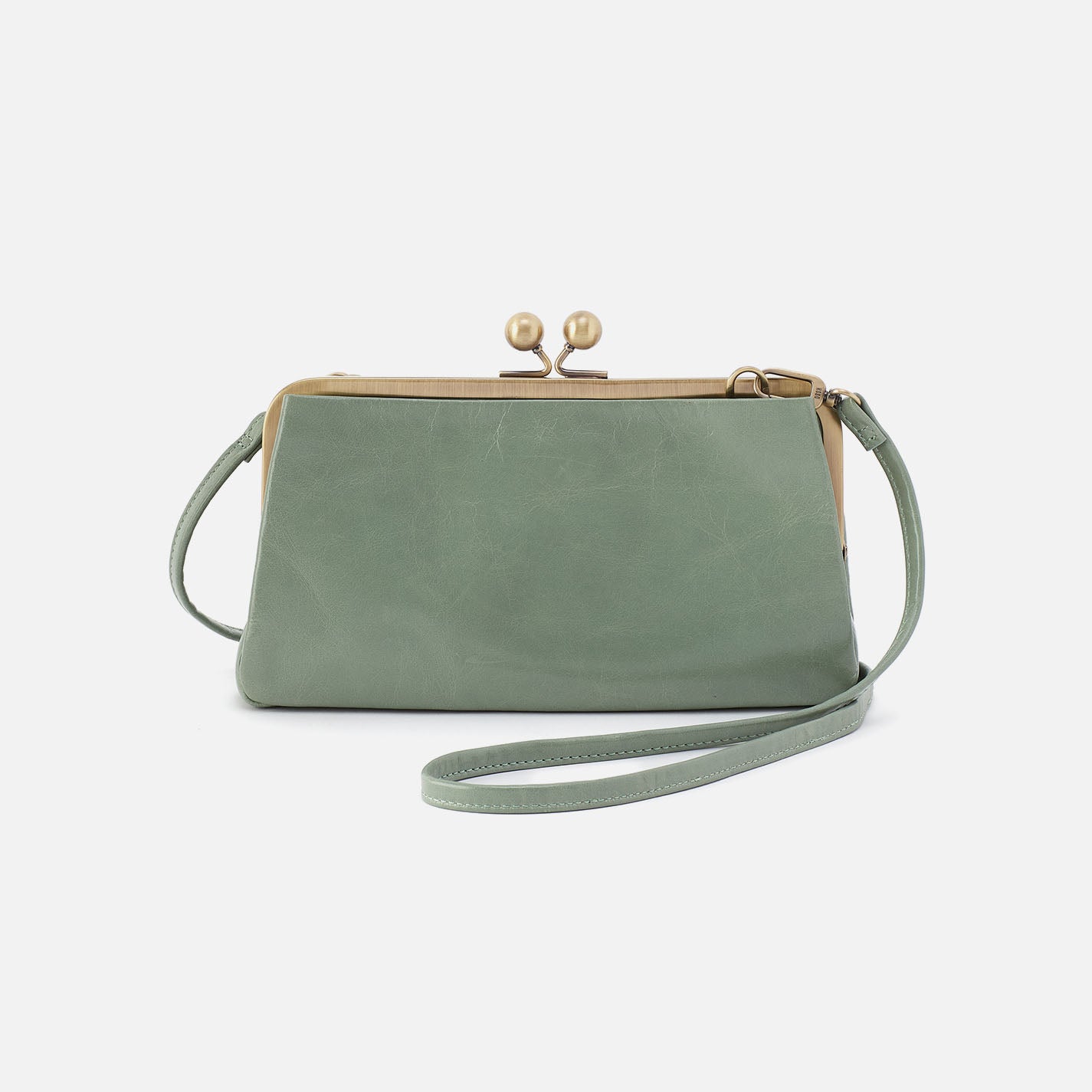 Lauren Frame Crossbody In Polished Leather - Jade