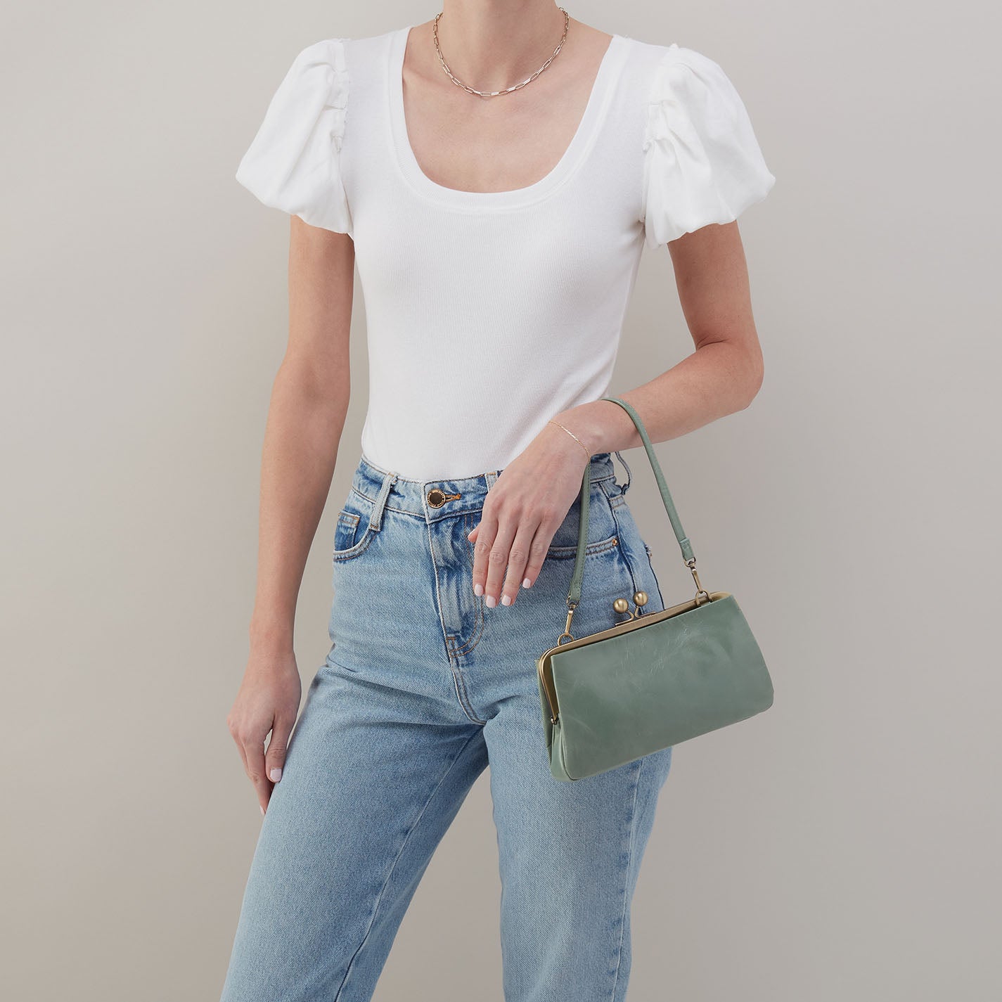 Lauren Frame Crossbody In Polished Leather - Jade - Image 2