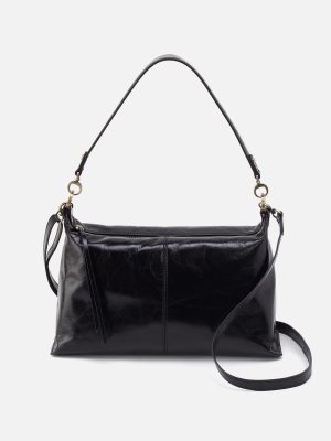 Avon Shoulder Bag in Polished Leather - Black