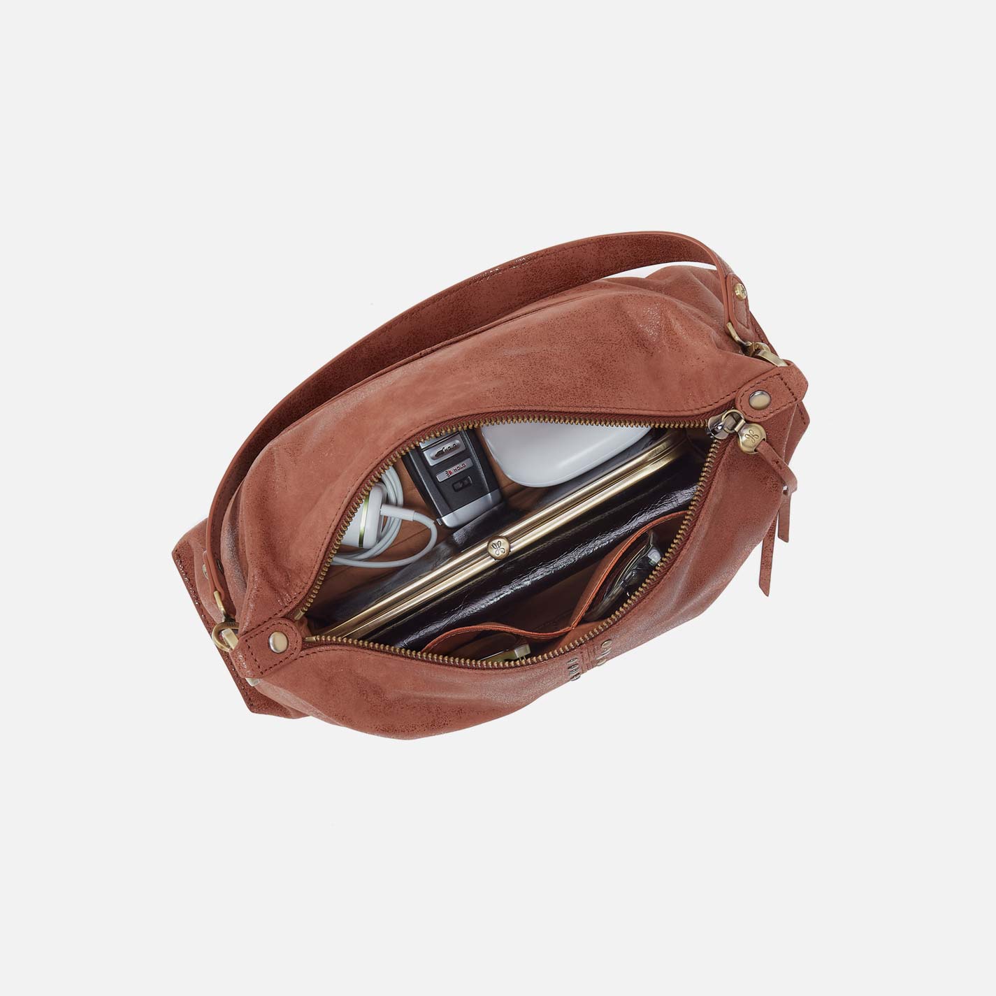 Avon Shoulder Bag in Buffed Leather - Burnished Saddle - Image 4