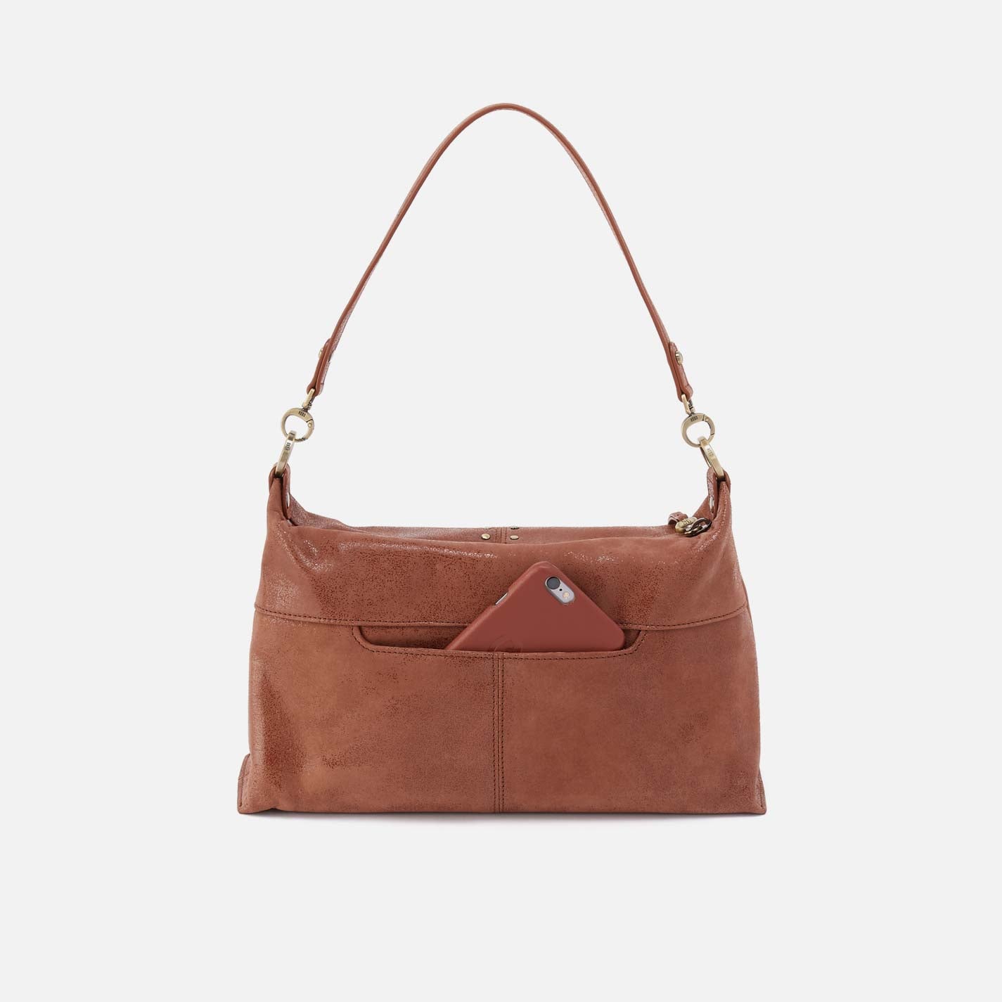 Avon Shoulder Bag in Buffed Leather - Burnished Saddle - Image 5