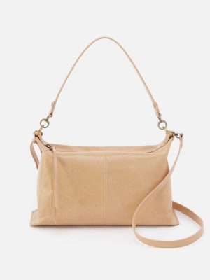 Avon Shoulder Bag in Polished Leather - Desert Sand