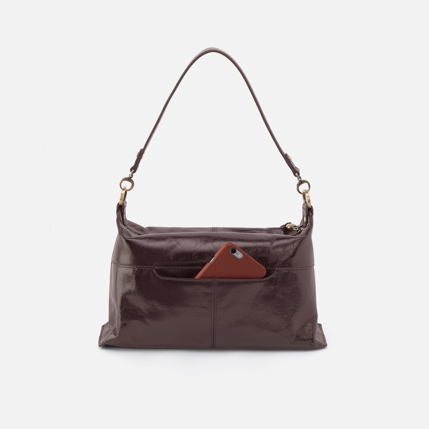 Avon Shoulder Bag in Polished Leather - Hearthstone - Image 5