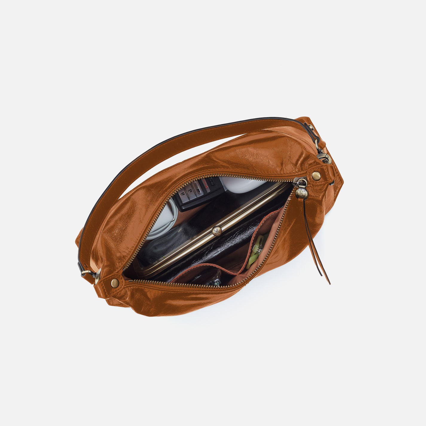 Avon Shoulder Bag in Polished Leather - Truffle - Image 3