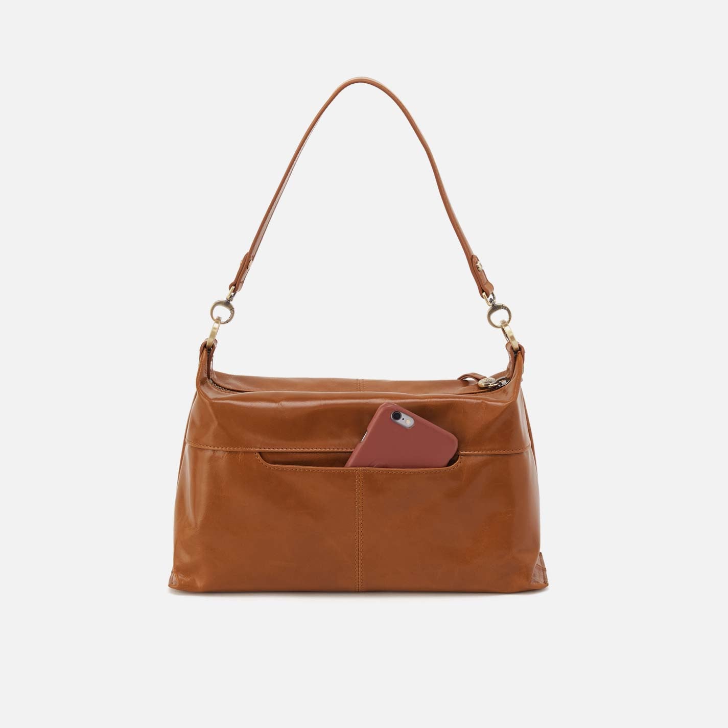 Avon Shoulder Bag in Polished Leather - Truffle - Image 4