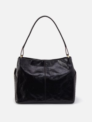 Seneca Shoulder Bag in Polished Leather - Black