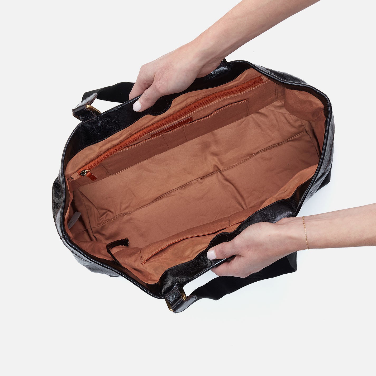 Romy Max Tote in Polished Leather - Black - Image 3