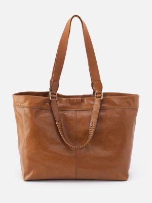 Romy Max Tote In Polished Leather - Truffle