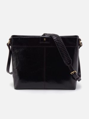Romy Medium Crossbody in Polished Leather - Black