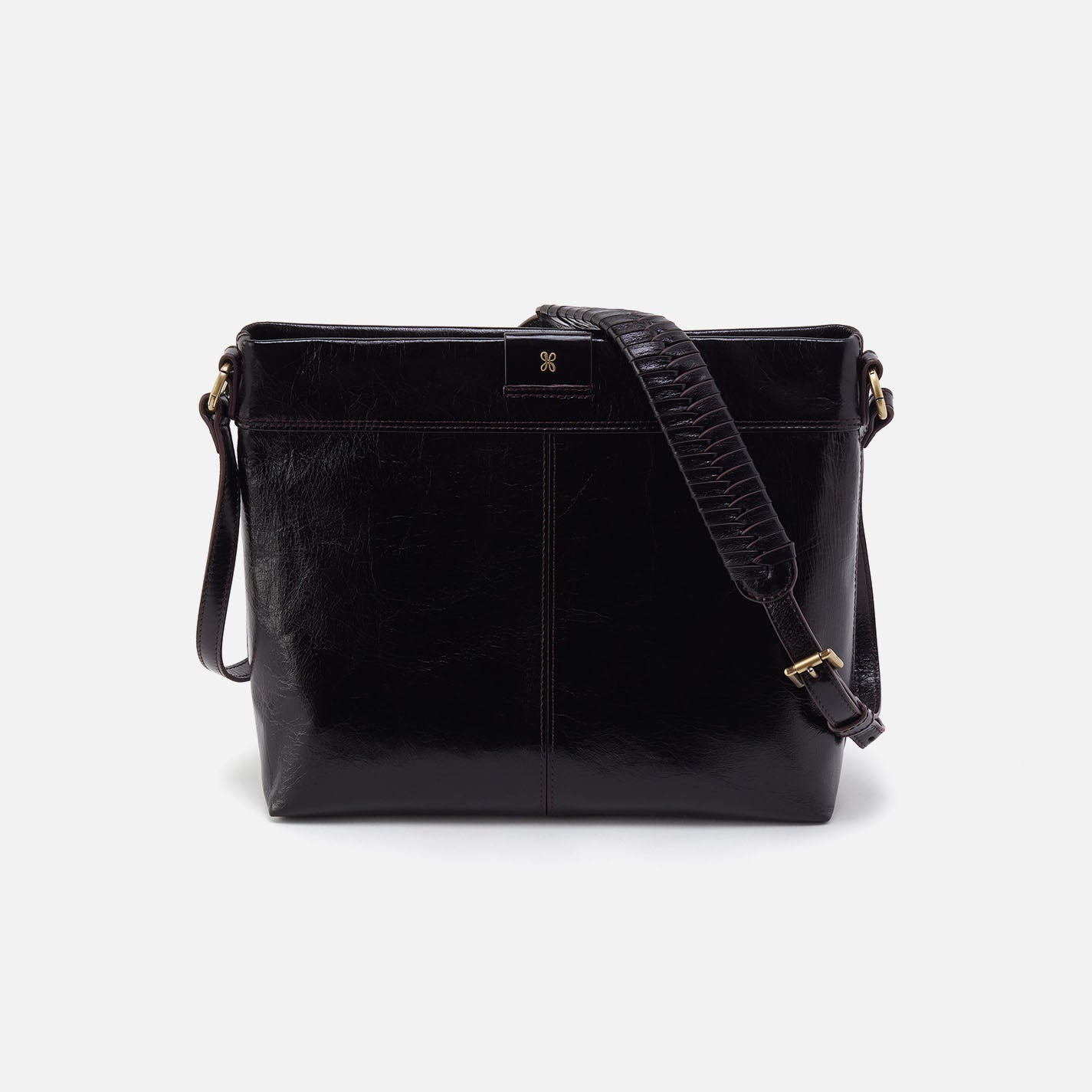 Romy Medium Crossbody in Polished Leather - Black
