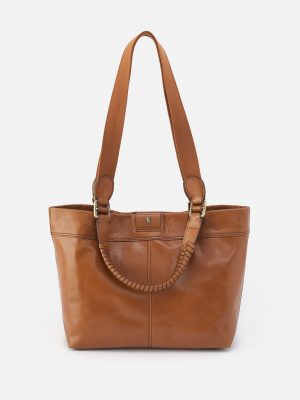 Romy Medium Tote in Polished Leather - Truffle