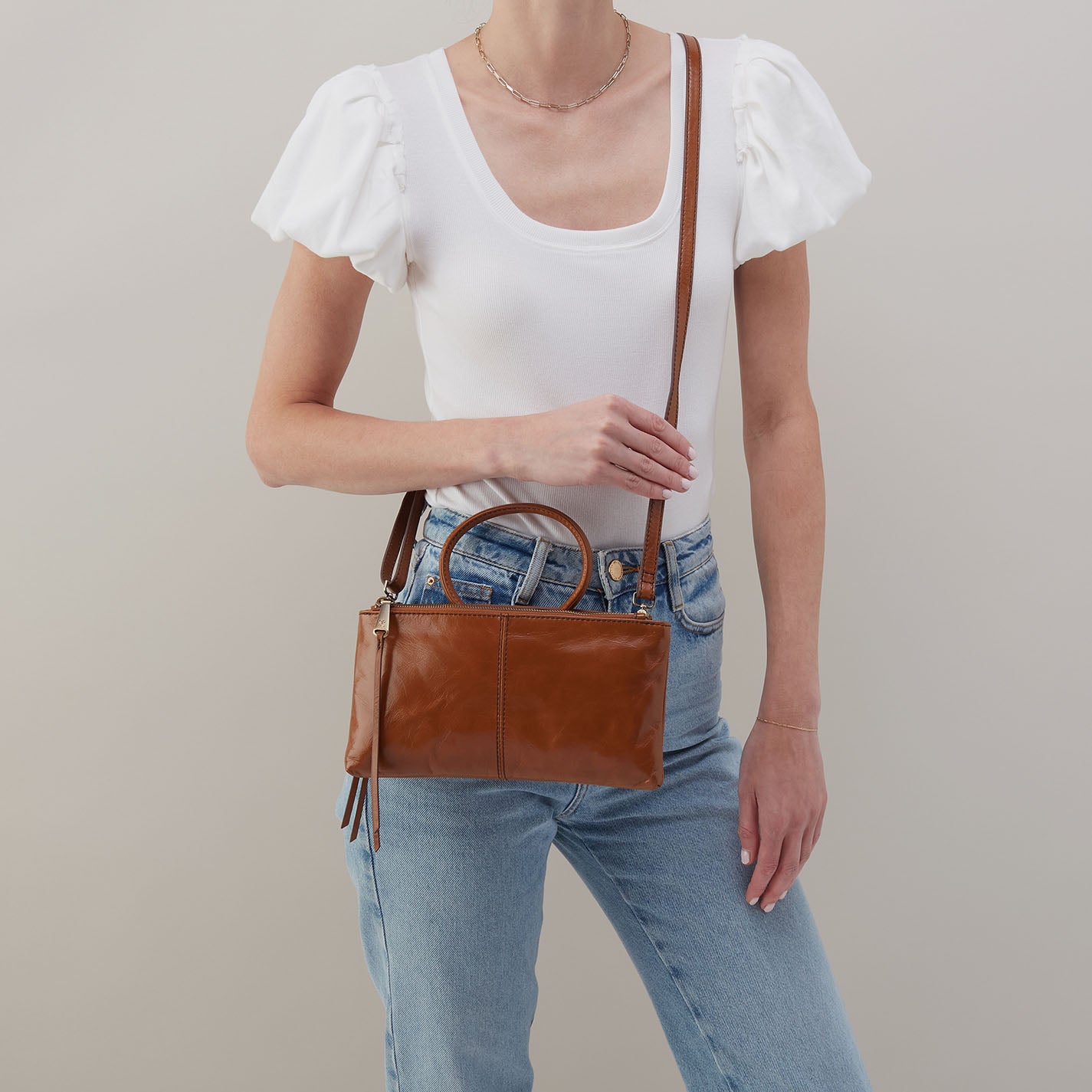 Sable Crossbody in Polished Leather - Truffle - Image 3
