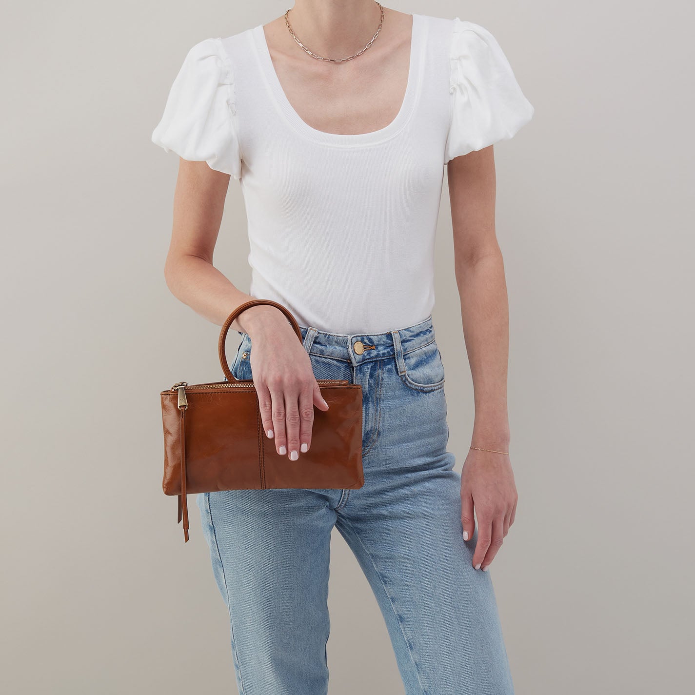 Sable Crossbody in Polished Leather - Truffle - Image 5