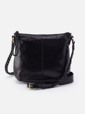Lasso Medium Crossbody in Polished Leather - Black