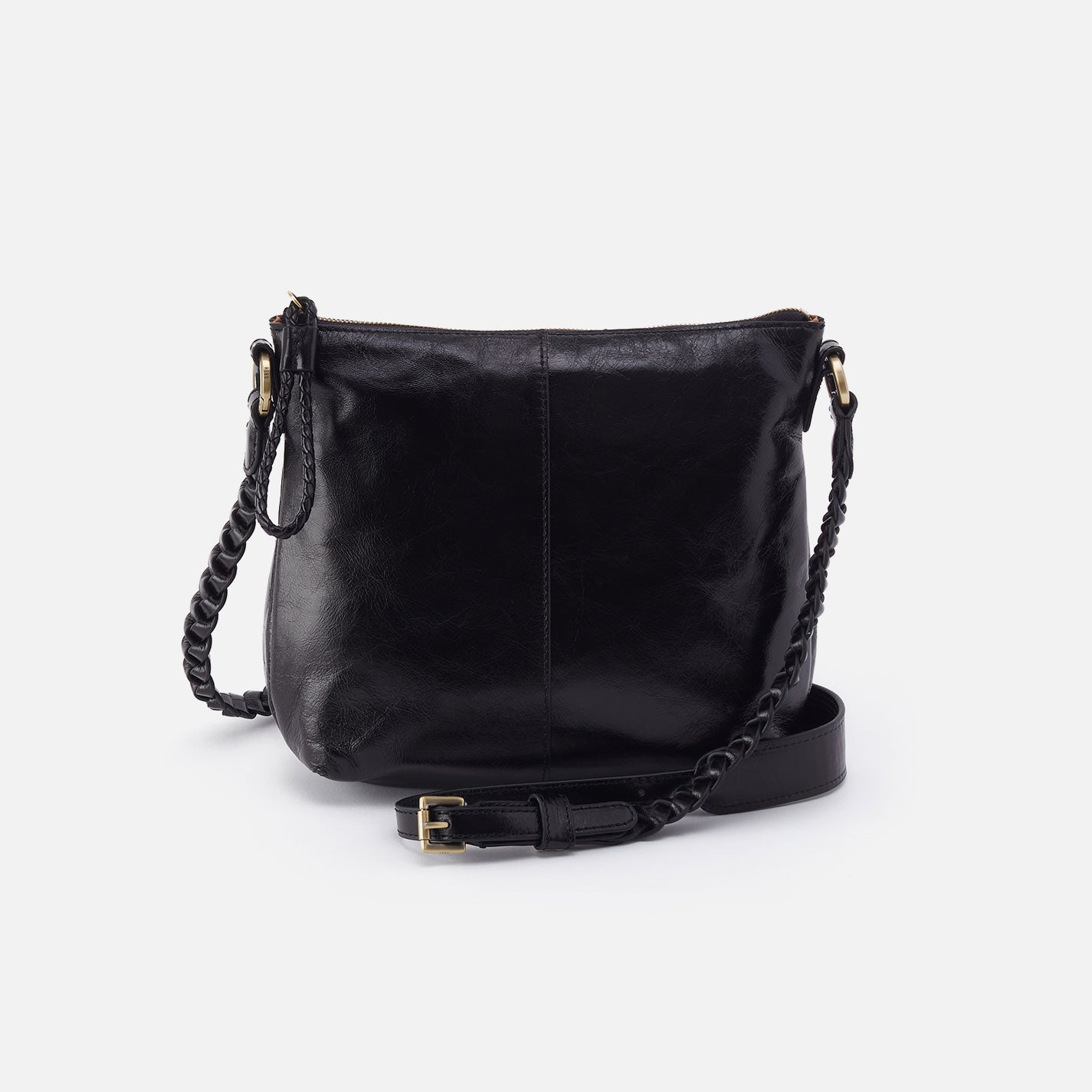 Lasso Medium Crossbody in Polished Leather - Black