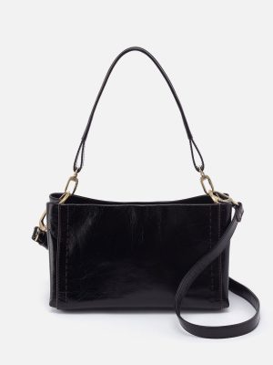Seneca Shoulder Crossbody in Polished Leather - Black