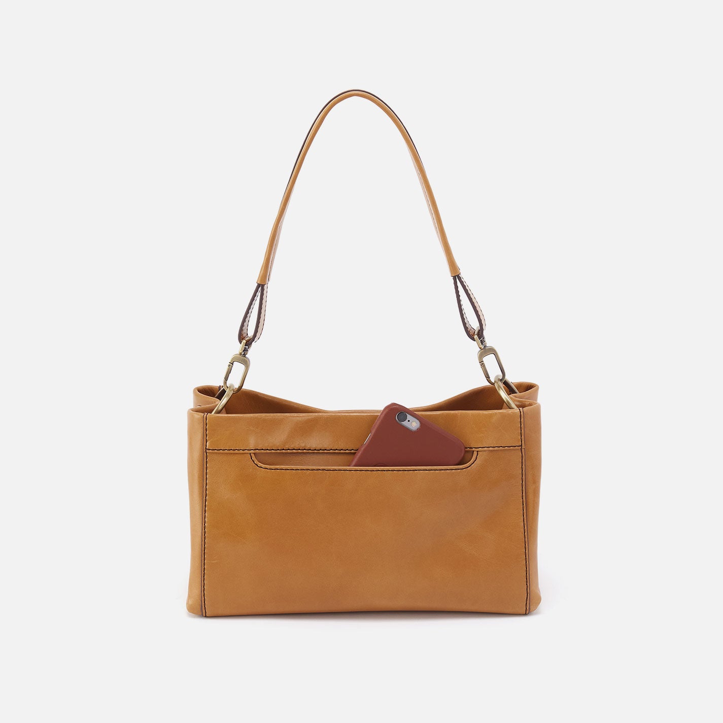 Seneca Shoulder Crossbody In Polished Leather - Natural - Image 4
