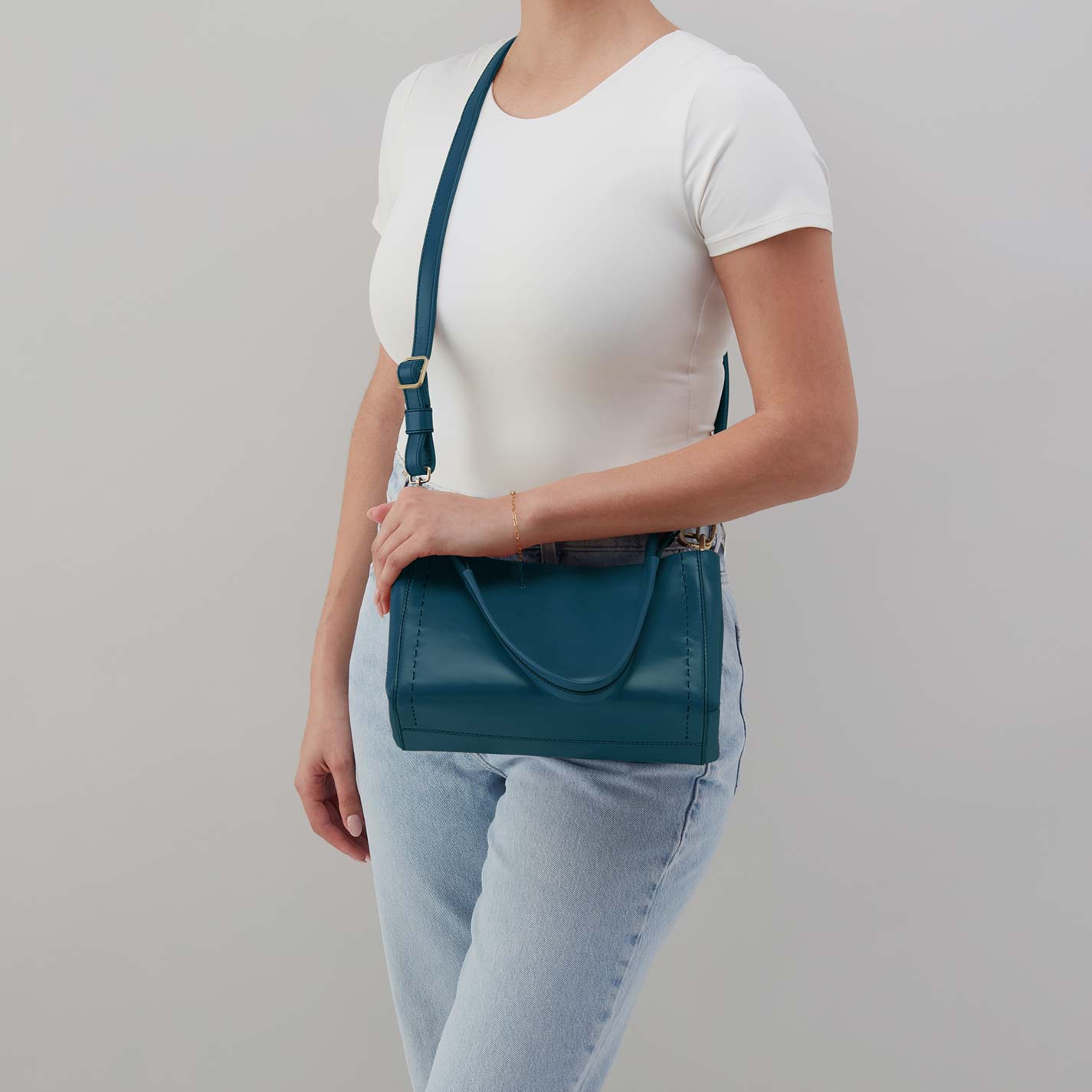 Seneca Shoulder Crossbody in Polished Leather - Wild Bluegrass - Image 2