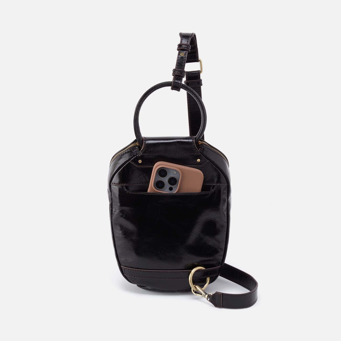 Sheila Sling in Polished Leather - Black - Image 4