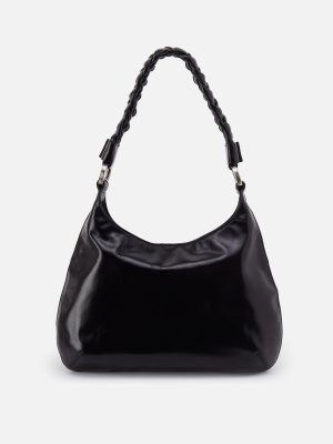 Madison Shoulder in Polished Leather - Black