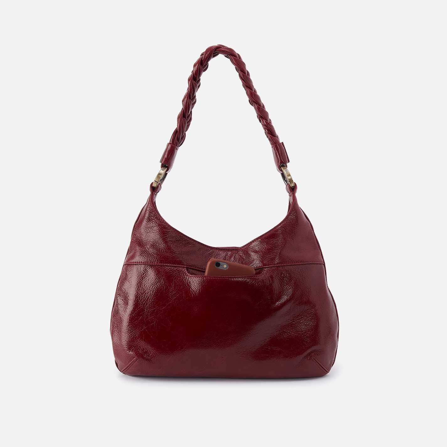 Madison Shoulder in Aniline Gloss Leather - Garnet Gloss - Image 5