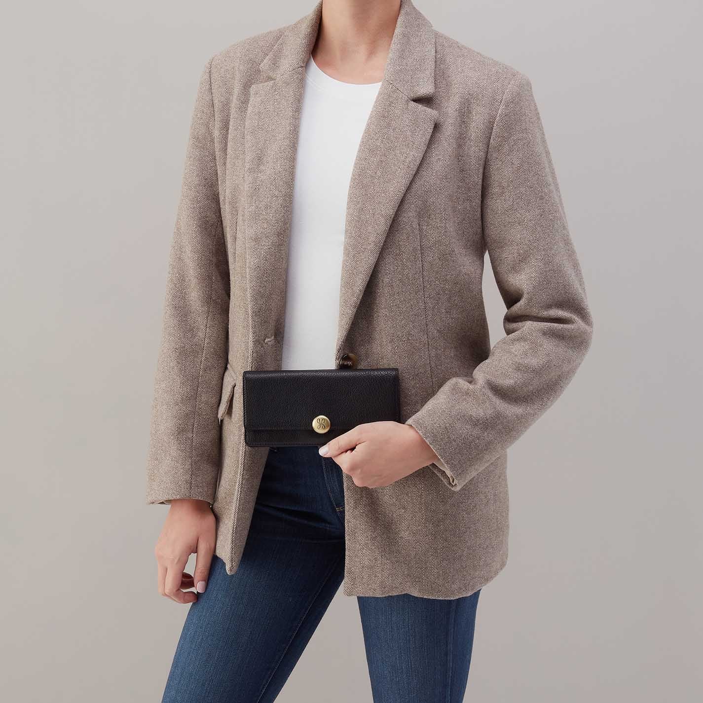 Hutton Large Wallet in Micrograin Leather - Black - Image 6