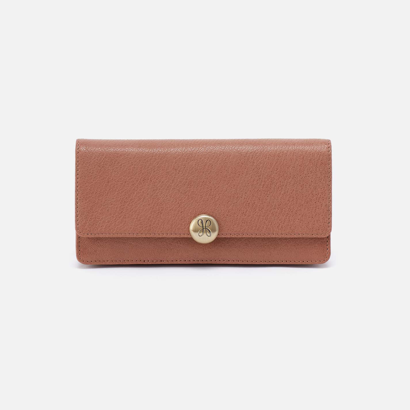 Hutton Large Wallet in Micrograin Leather - Glazed Donut
