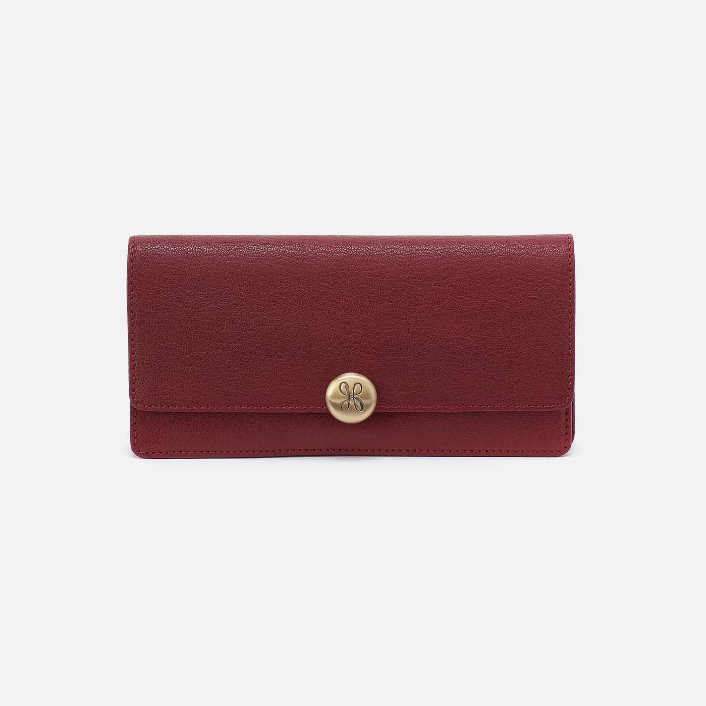 Hutton Large Wallet in Micrograin Leather - Red Dahlia