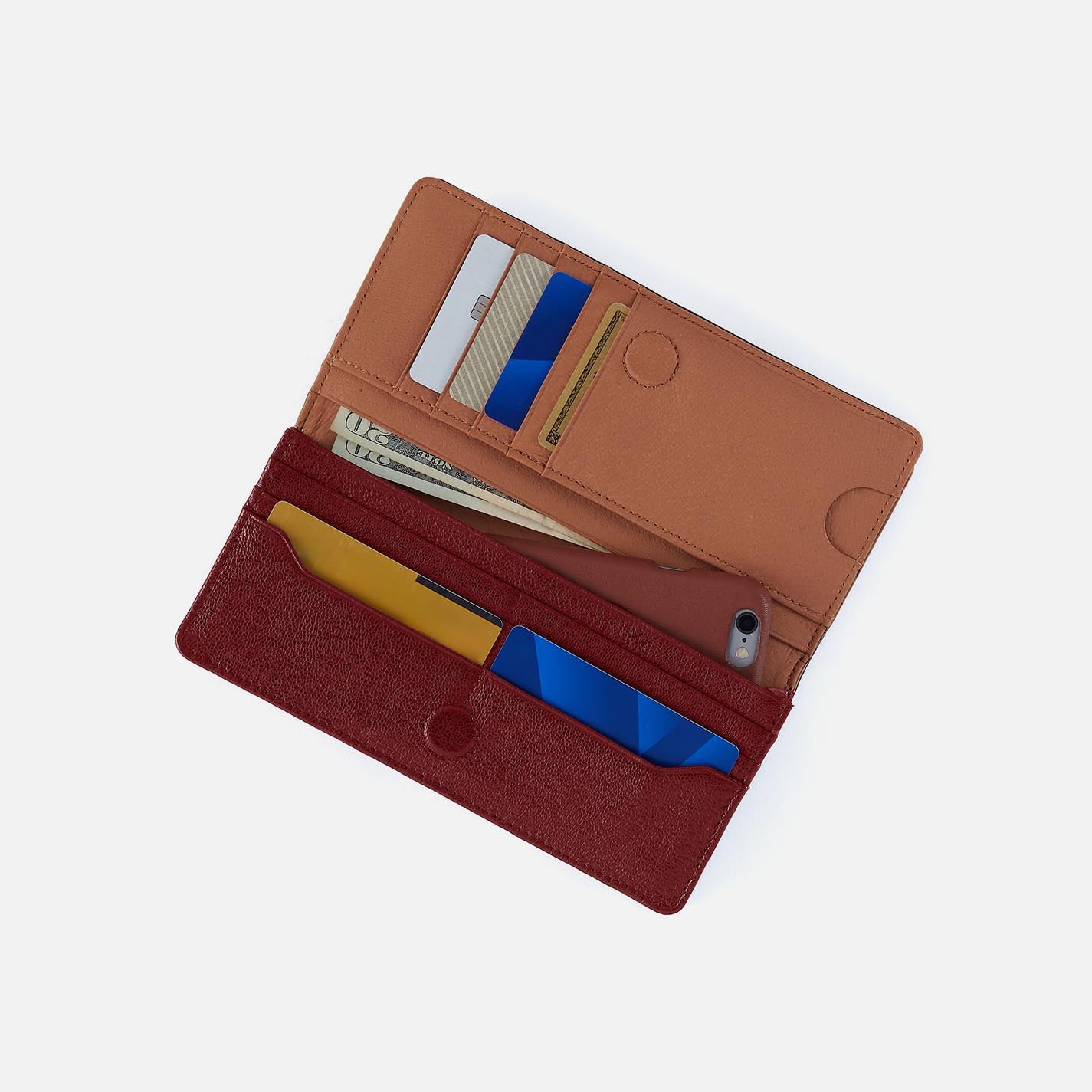 Hutton Large Wallet in Micrograin Leather - Red Dahlia - Image 3