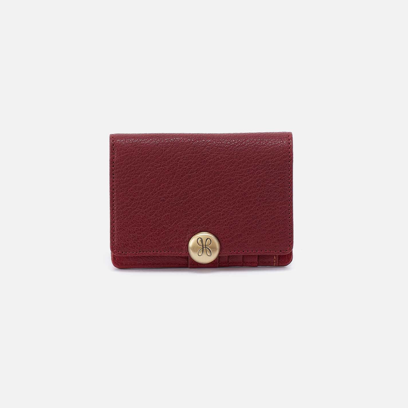 Hutton Small Wallet in Micrograin Leather - Red Dahlia
