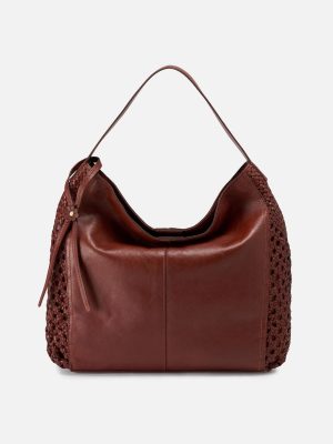Hazel Hobo In Woven Leather - Chestnut
