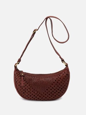 Hazel Sling In Woven Leather - Chestnut